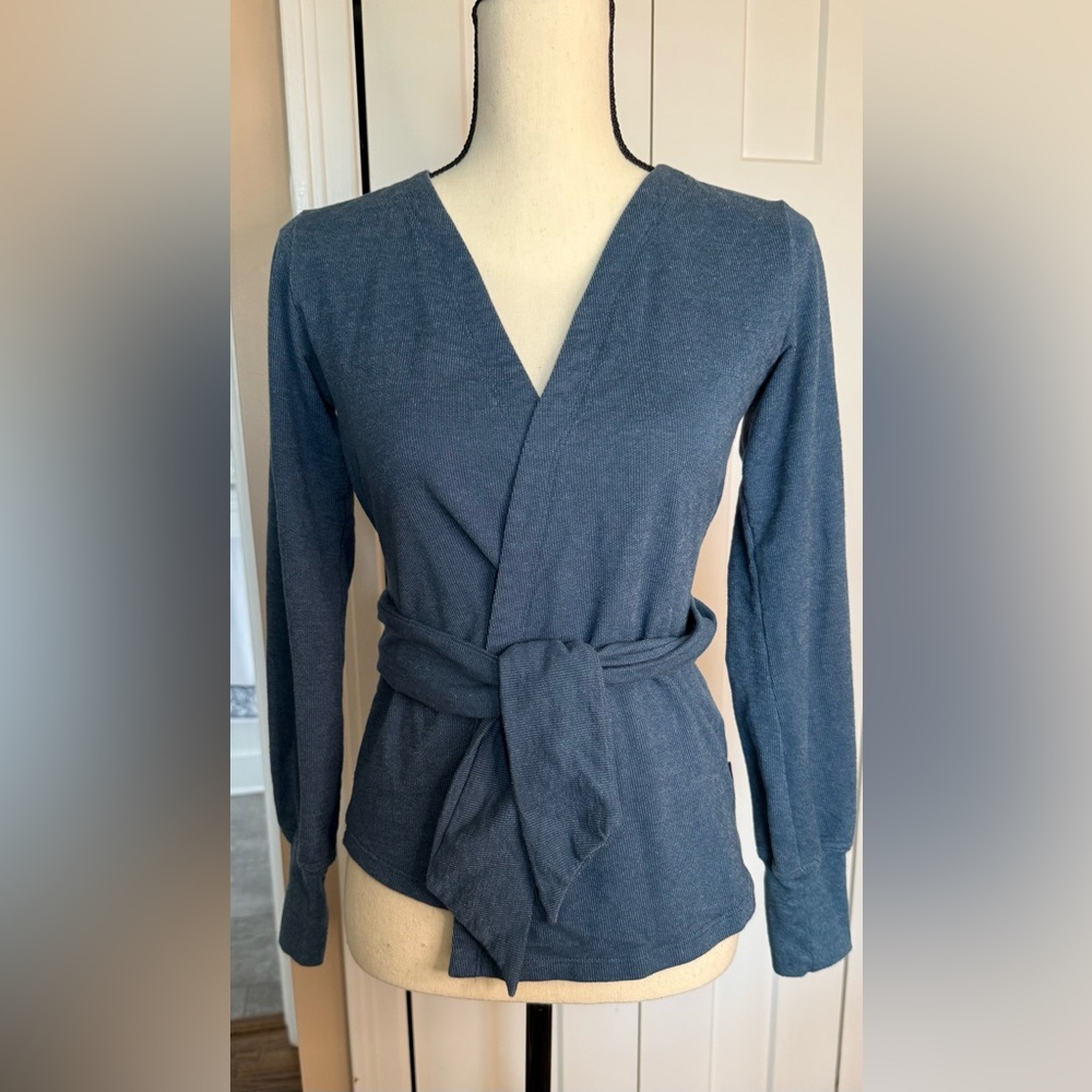 The North Face Terry Wrap Cardigan Sweater Monterey Blue Heather S/P